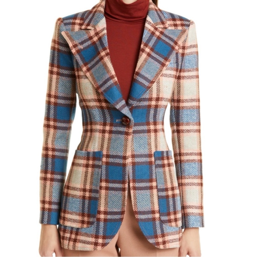 Smythe Blue/Brown/Pink/Apricot Plaid Birkin Blazer - Altered to fit 4P